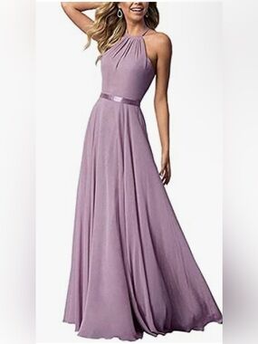 NWOT Lavender Chiffon Corset Back Maxi Dress Size 2 Bridesmaid Formal Prom Gown